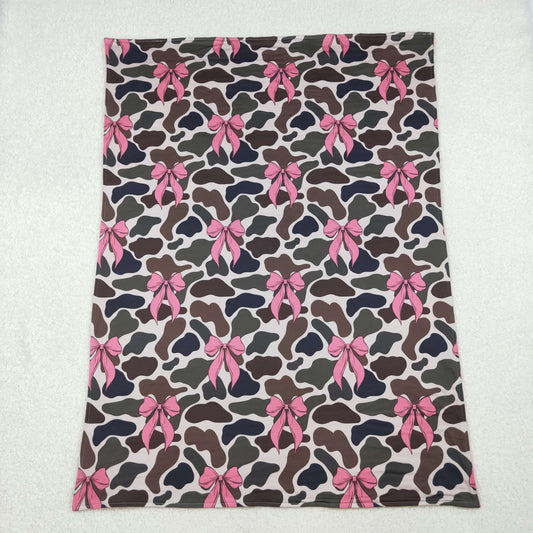 BL0189 Baby Toddler Children Camouflage Bows Minky Blanket C10.15