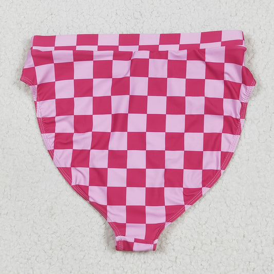 S0561 Adult Women Pink Checkered Swim Bottom 6.13