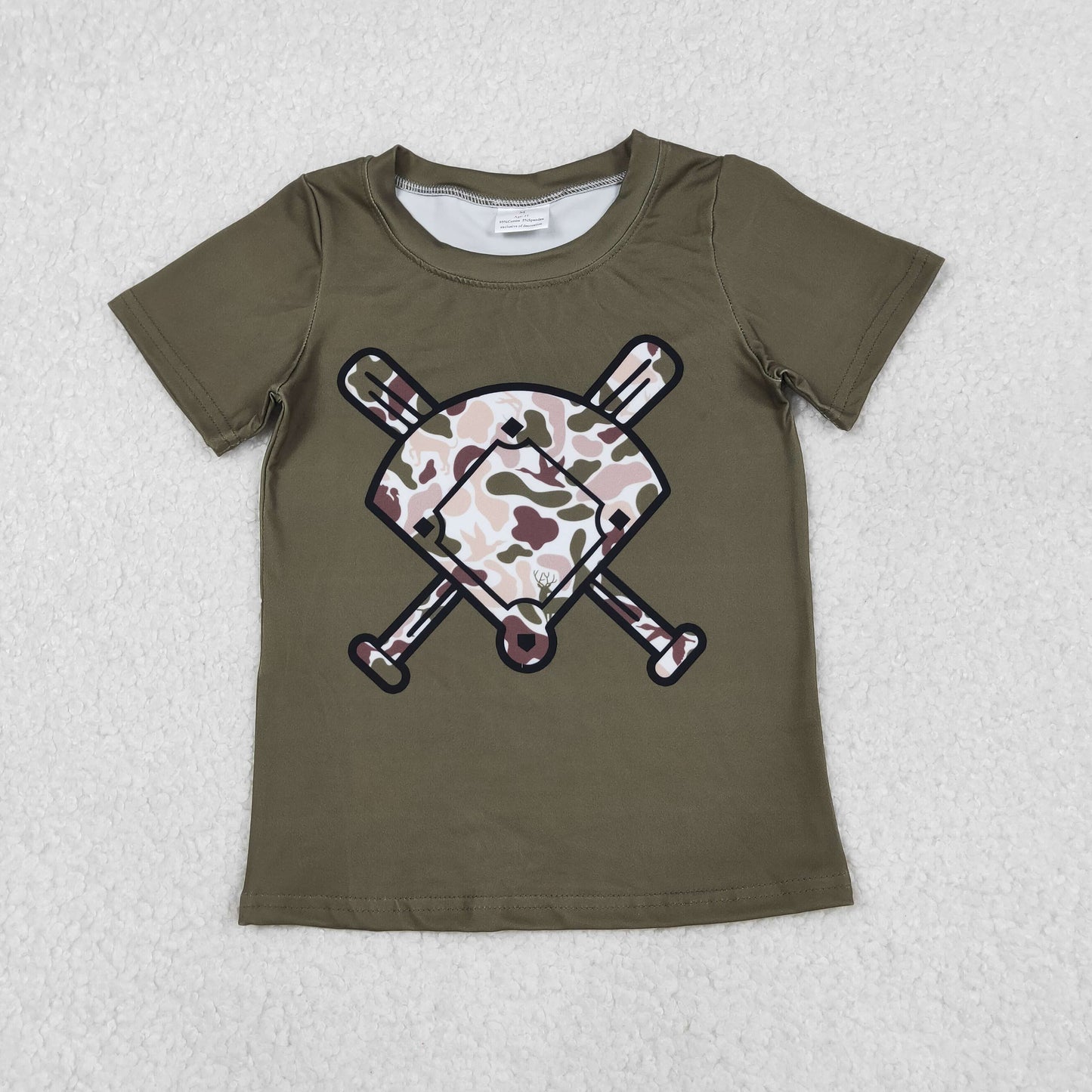 BT1424 Baby Boys Short Sleeve Dogs Ducks Deer Camo Baseballs Team T-shirts Top C12.4