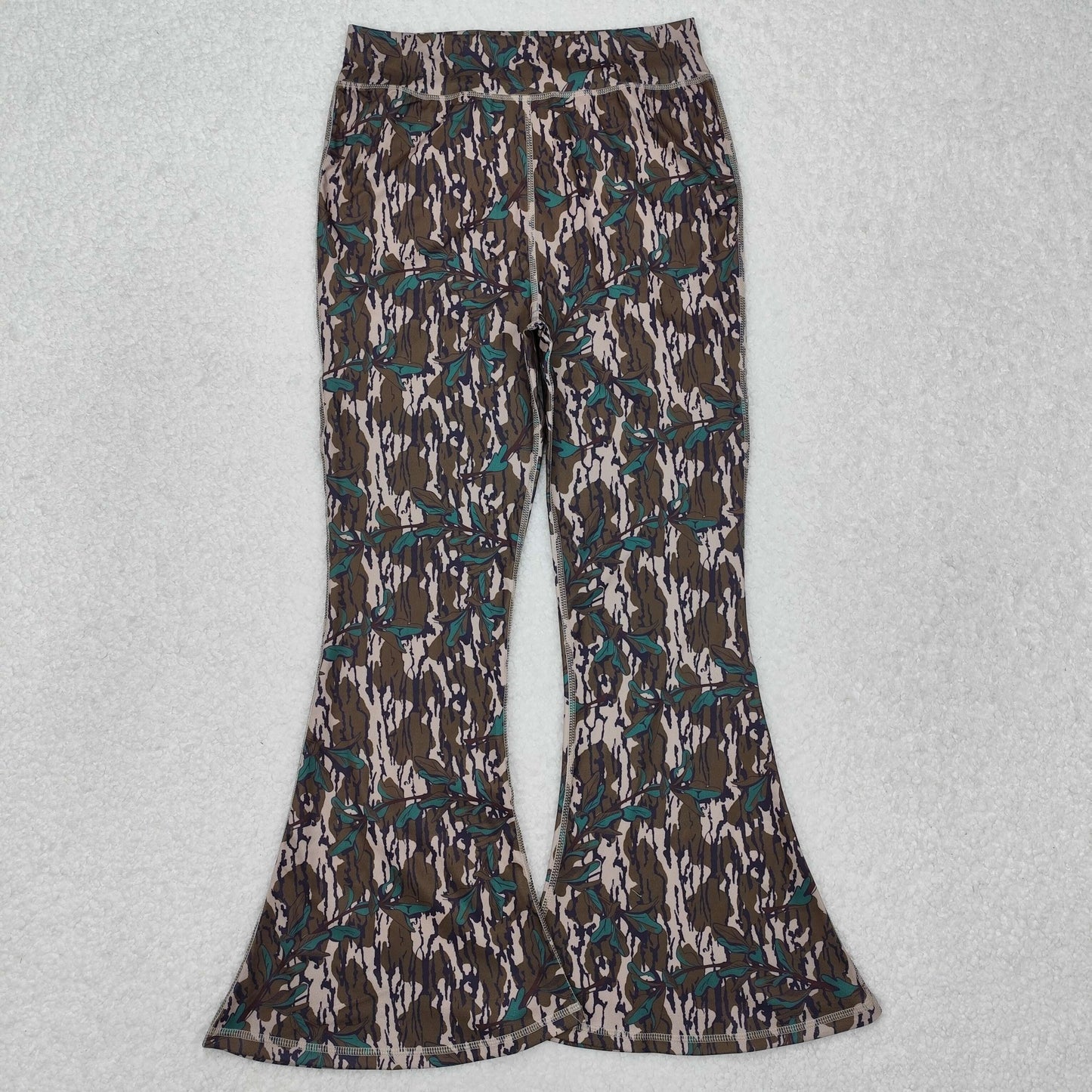 P0719 Adult Women Bottomland Camo Tree Bottom Bell Pants
