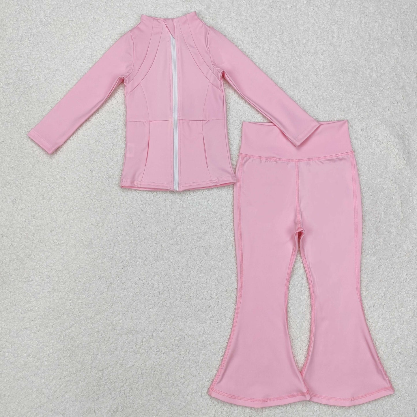 GT0683+P0576 Baby Girls Light Pink Yoga Active Wear Jackets Pants 2pcs Clothes Set