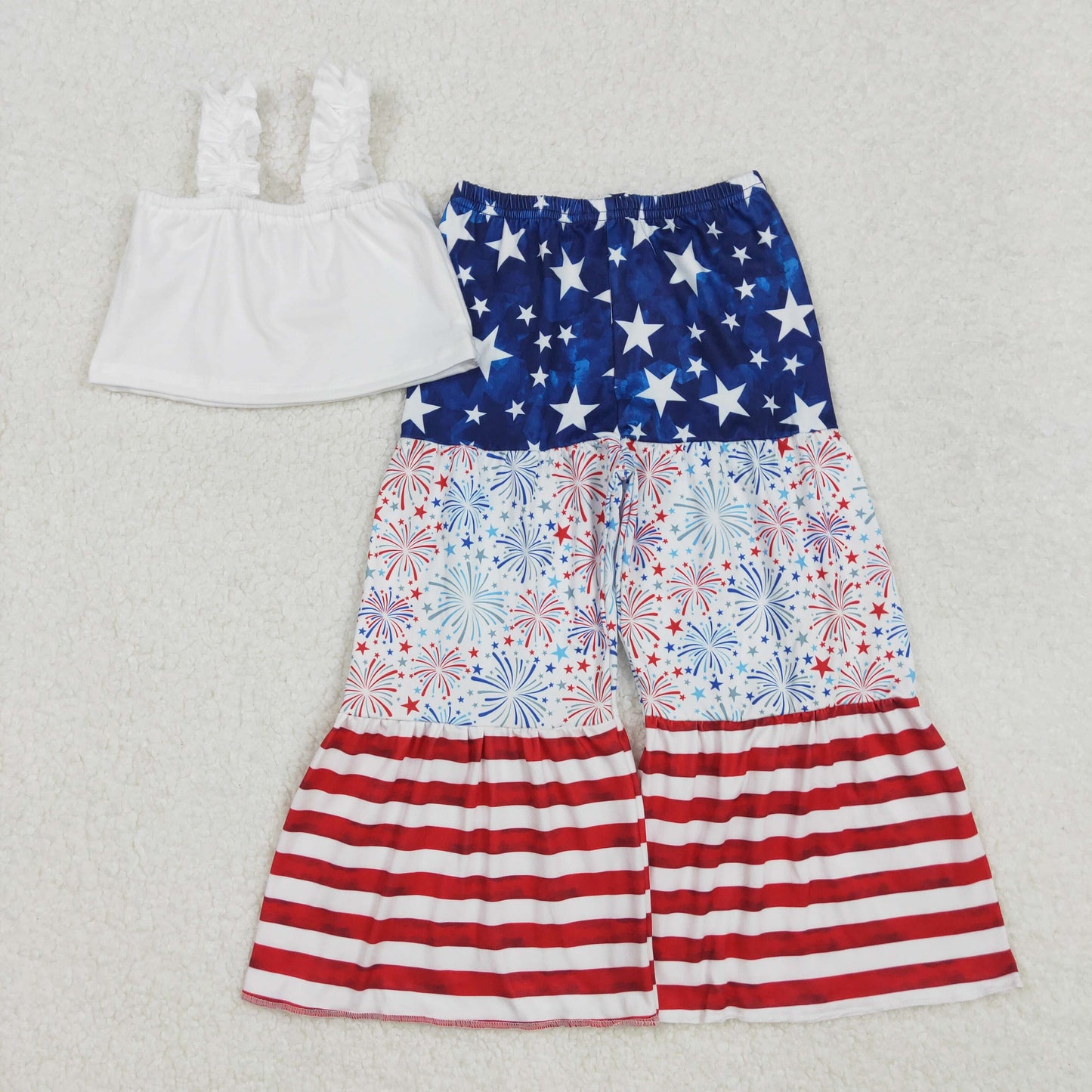 GSPO1959 Baby Girls 4th of July Shirt Bell Bottom Pants Clothes Set
