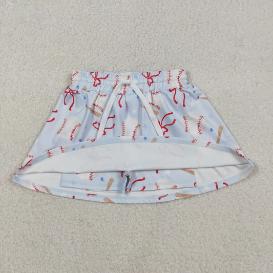 GLK0169 Baby Girls Bows Baseballs Team Yoga Active Skirt Shorts Bottom C12.6