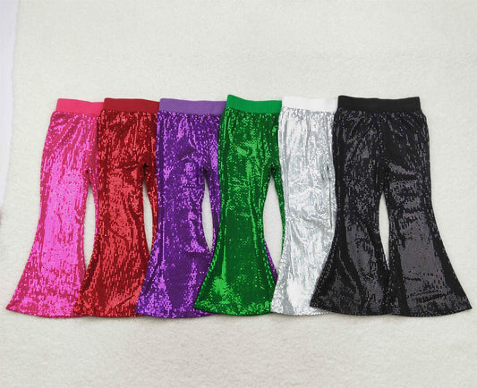 Baby Girls Sibling Toddler Brithday Party Mesh Sequin Flare Bell Bottom Pants