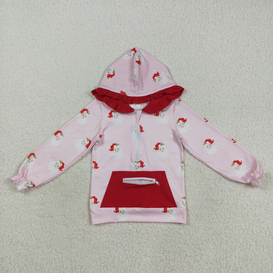 GT1047 Baby Girls Pink Long Sleeves Santa Pocket Zipper Hoodies Top 8.11