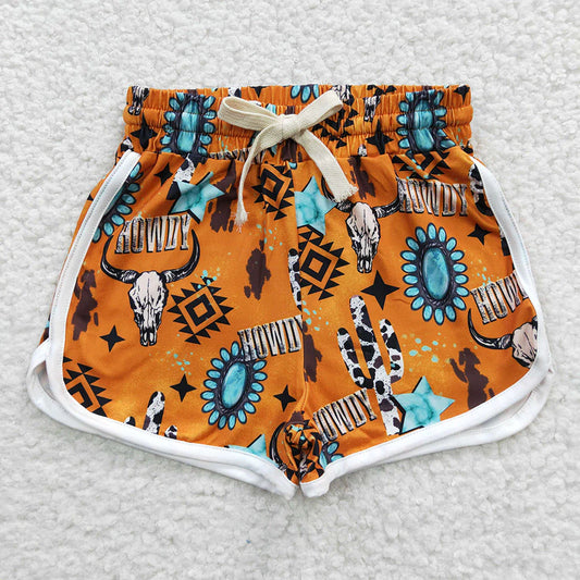 SS0090 Baby Girls Western Howdy Sports Summer Shorts