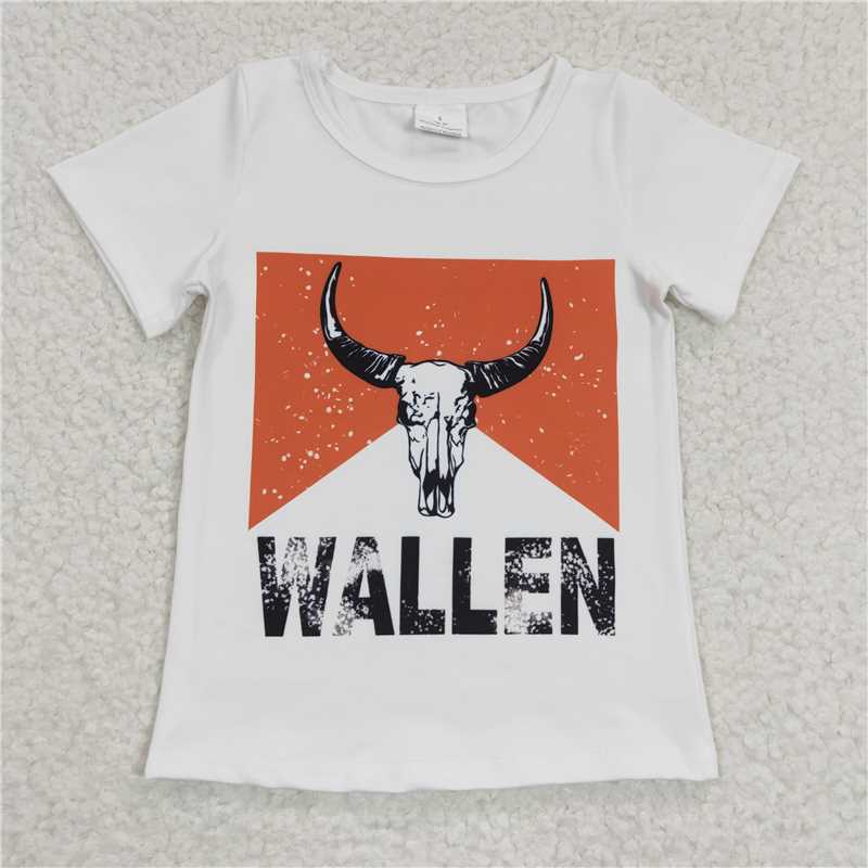 GT0146 WALLEN Bull Head Short Sleeve Top White