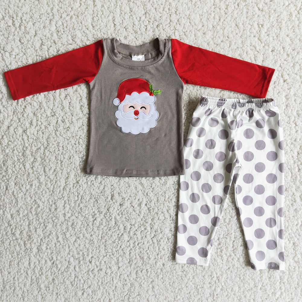 6 A20-14 Boys Santa Embroidered Pajamas