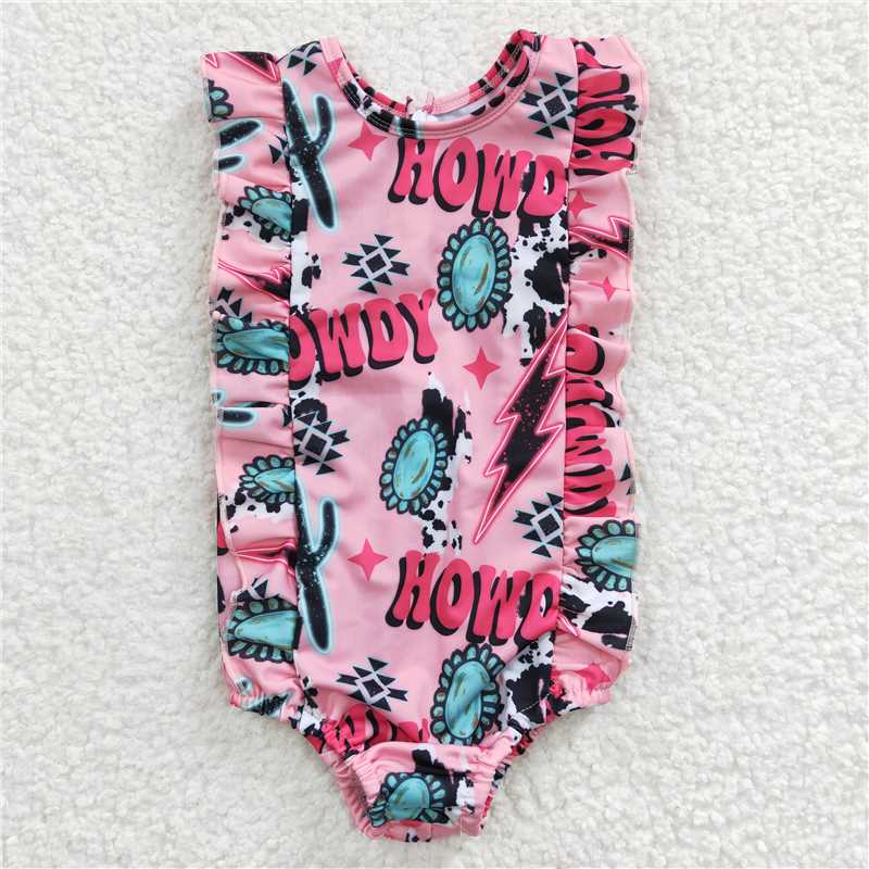 S0036 Girl HOWDY Cactus Gem Pink one-piece Swim