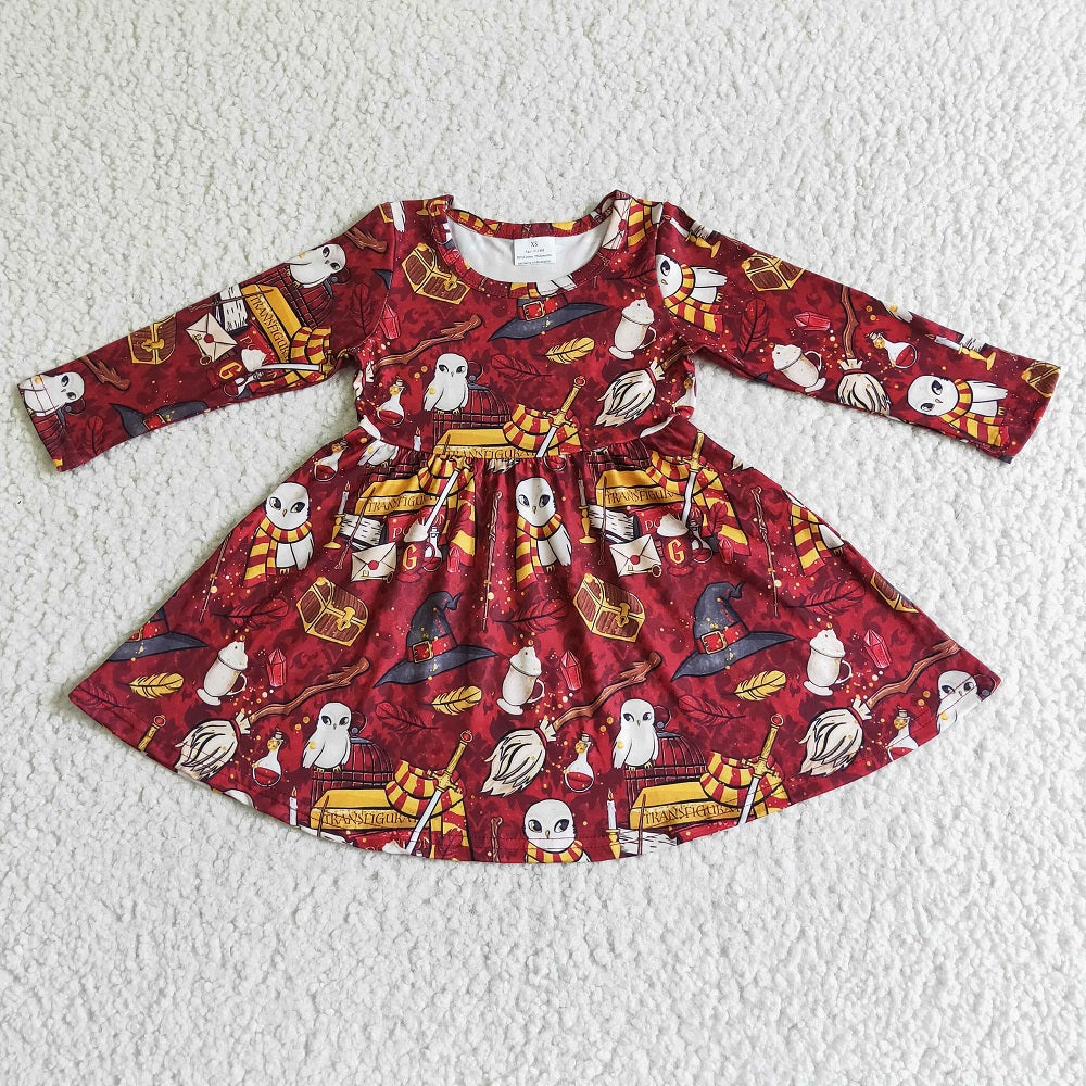 6 A6-4 Girls Red Cartoon Dress