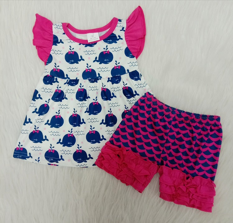 A12-10 Girls Whale Shorts Outfit