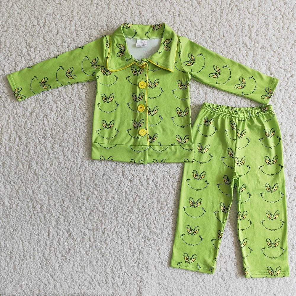 6 B8-38 Christmas Character Boys Green Pajamas