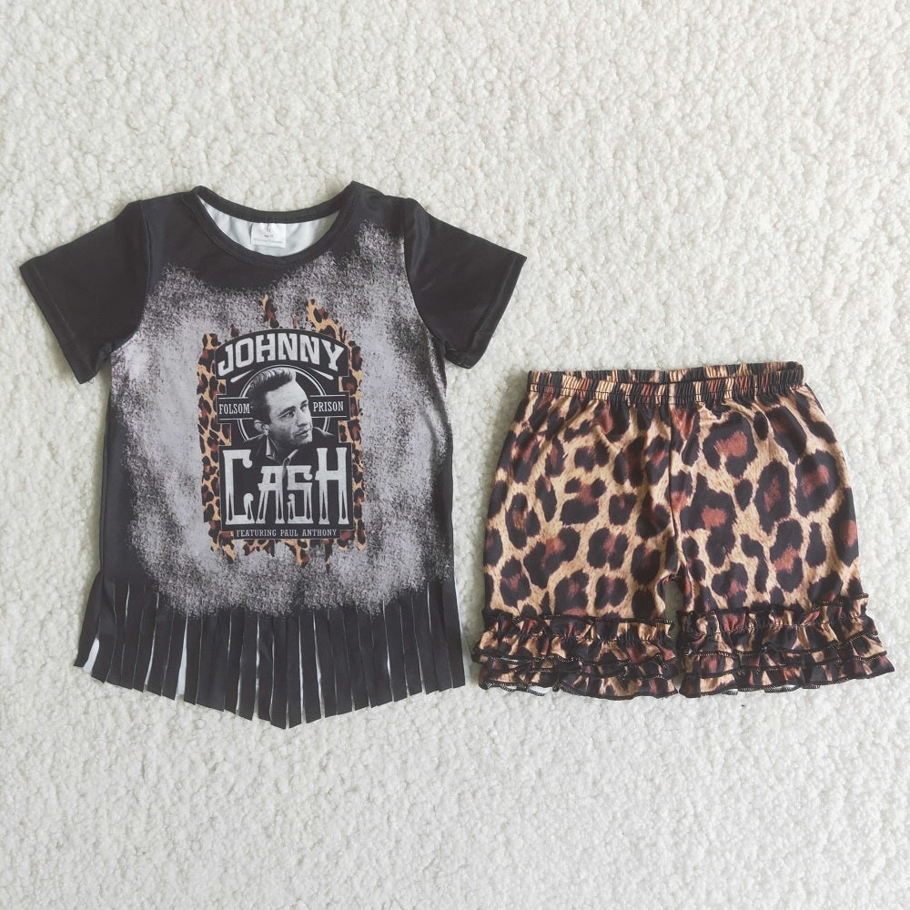 C0-16 Girls Leopard Tassel Shorts Outfit