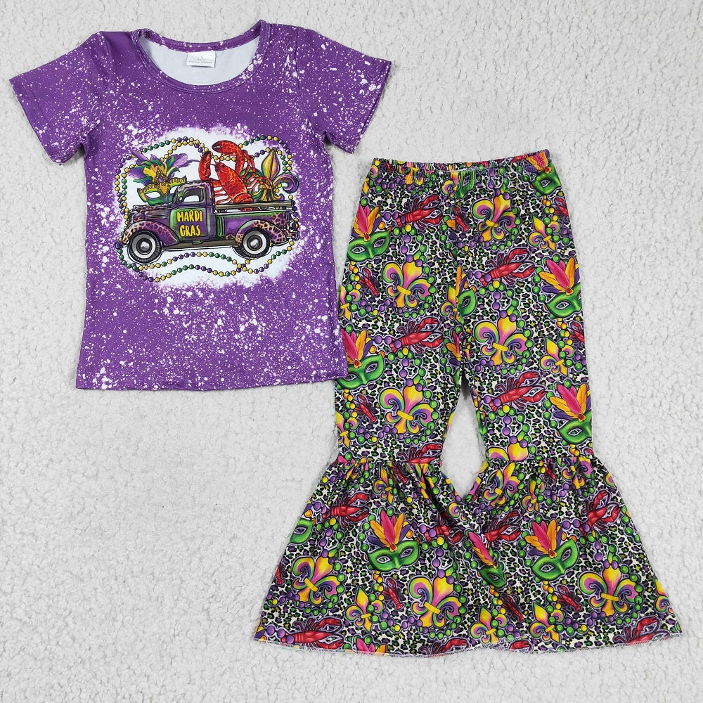 GSPO0268 Mardi Gras Girl Purple Lobster Leopard Bell Outfit