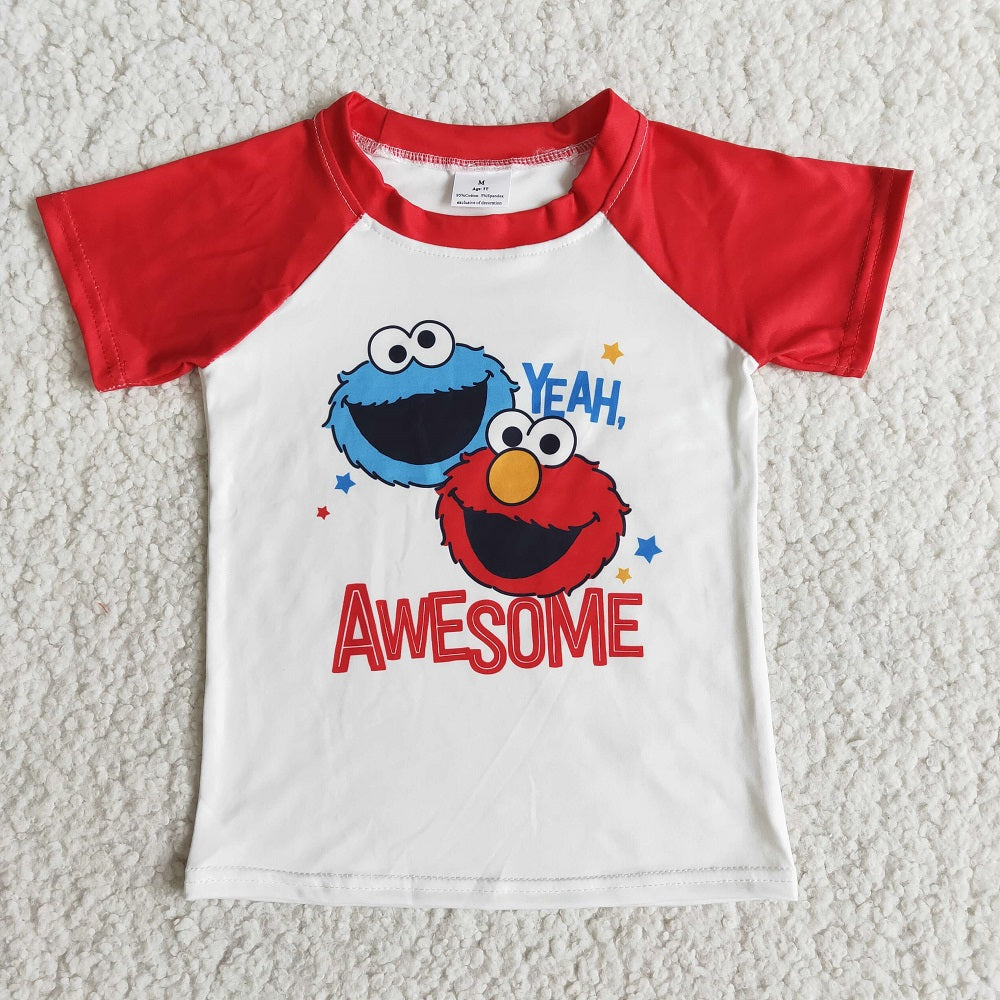 E11-5 Boys Cartoon Red Shirts