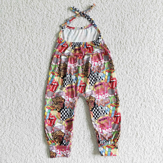SR0054 Girls Rubik's Cube Tongue Sling Jumpsuit