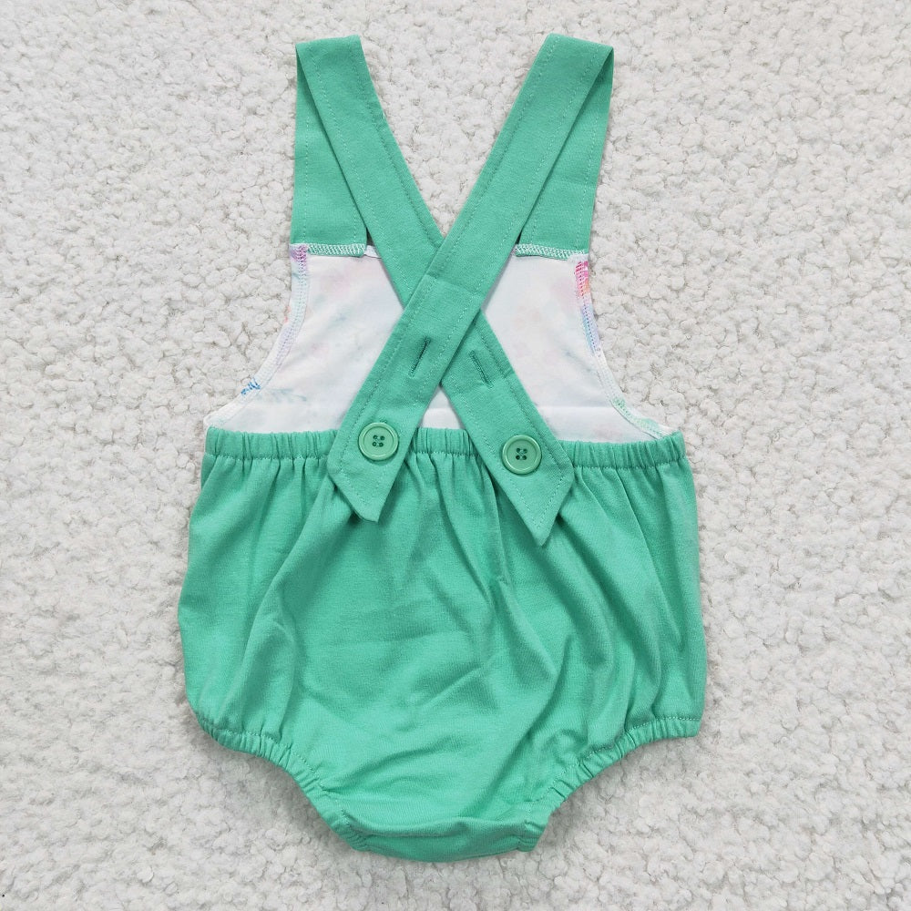 D5-1 Girls Green Floral Romper