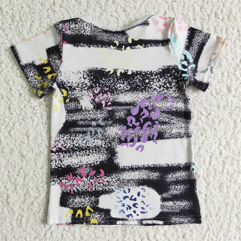 GT0004 Kids Leopard Mini Tie Dye Short Sleeve Shirts