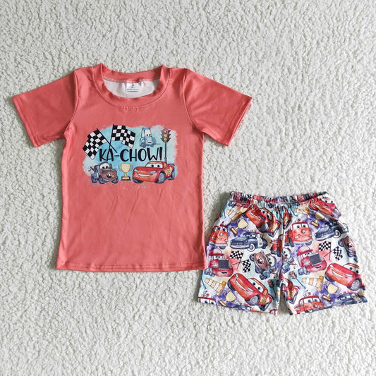 Sibling Flag Car Shorts Outfit