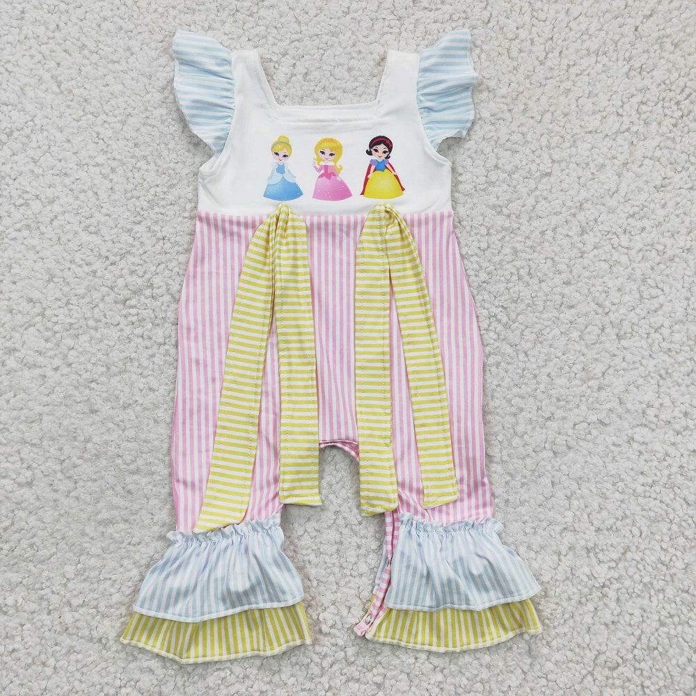 SR0139 Girls Striped Princess Romper