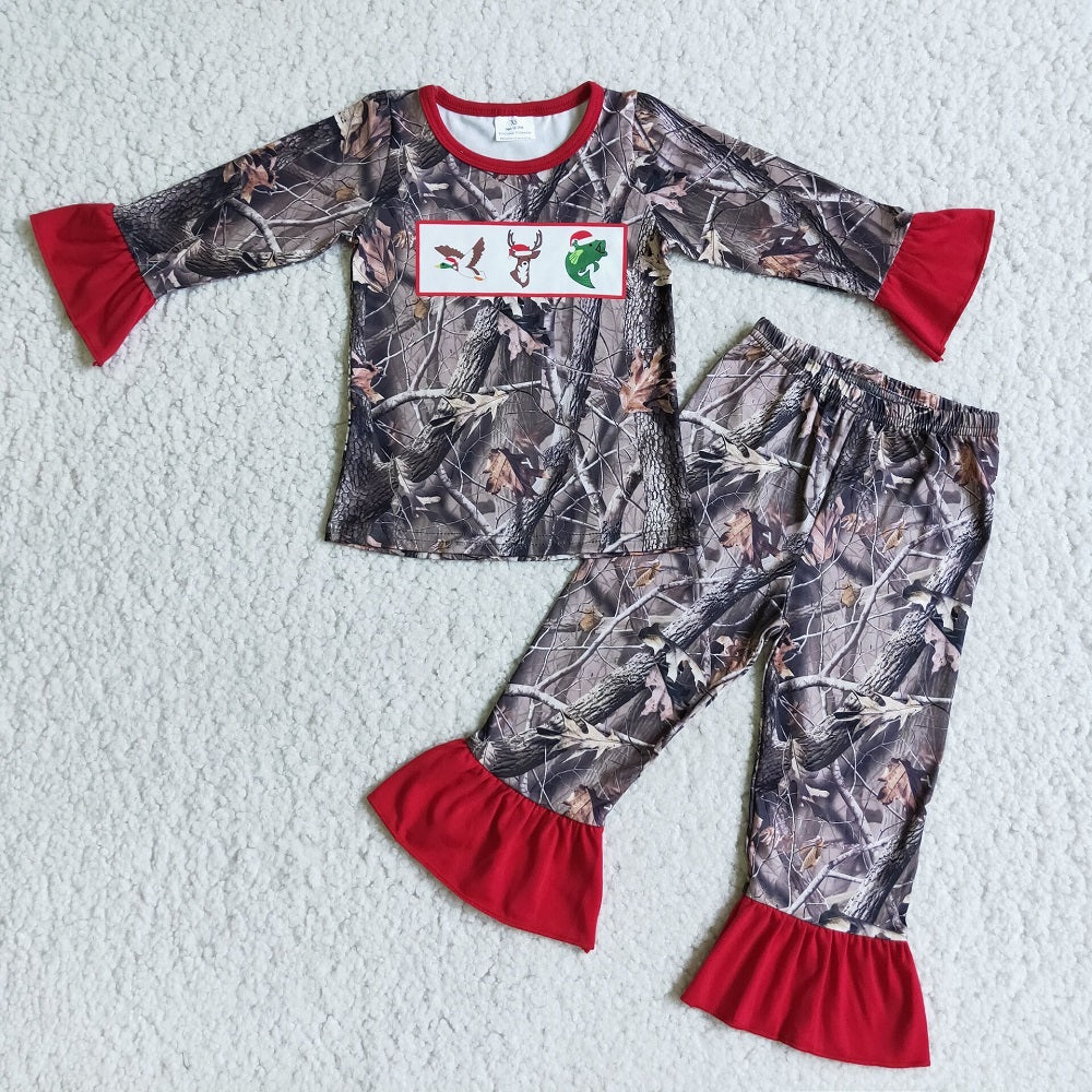 6 C9-4 Christmas Girls Forest Branches Pajamas