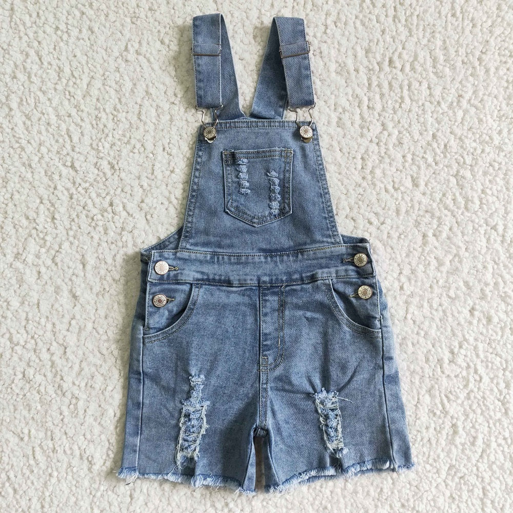 SS0016 Girls Denim Short Overalls