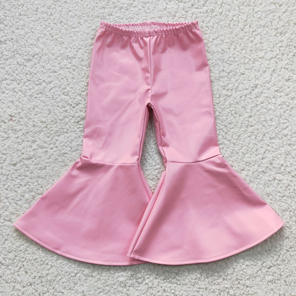P0049 Girls Leather Light Pink Bell Bottom