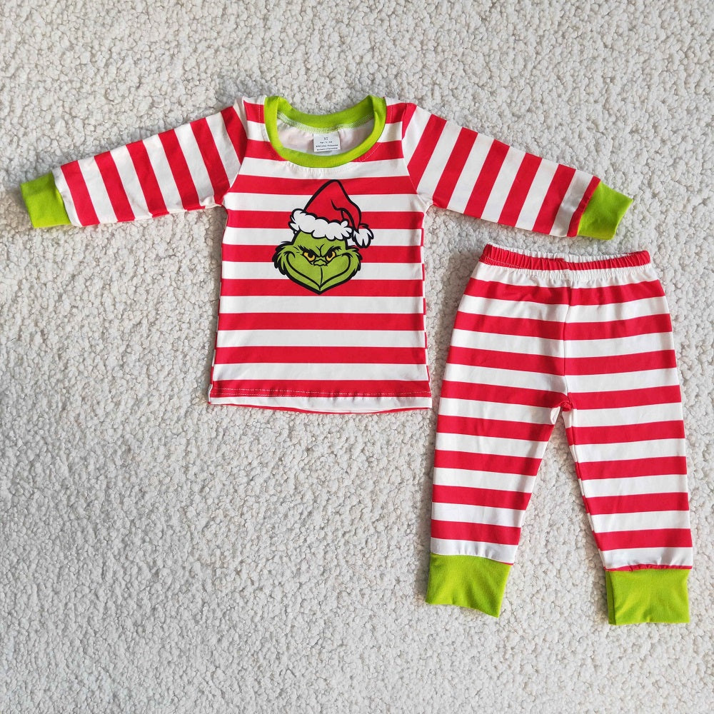 6 B12-28 Christmas Boys Red Striped Pajamas