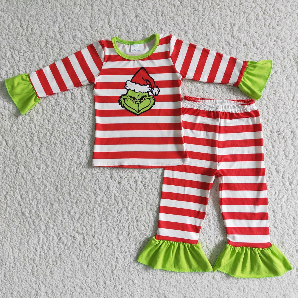6 B4-2 Christmas Girls Red Striped Pajamas
