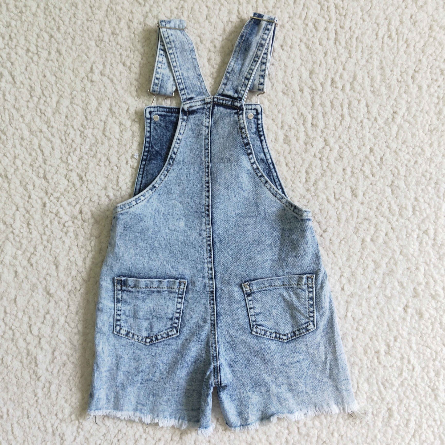 SS0022 Girls Peach Shorts Denim Overalls