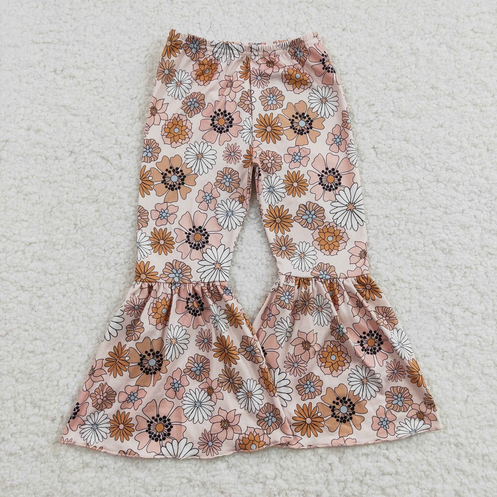 P0058 Girl Fall Floral Bell Pants