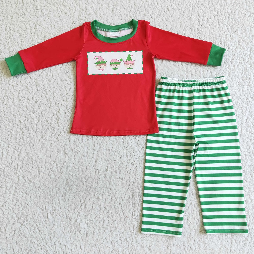BLP0011 Christmas Boy Red Green Striped Pajamas