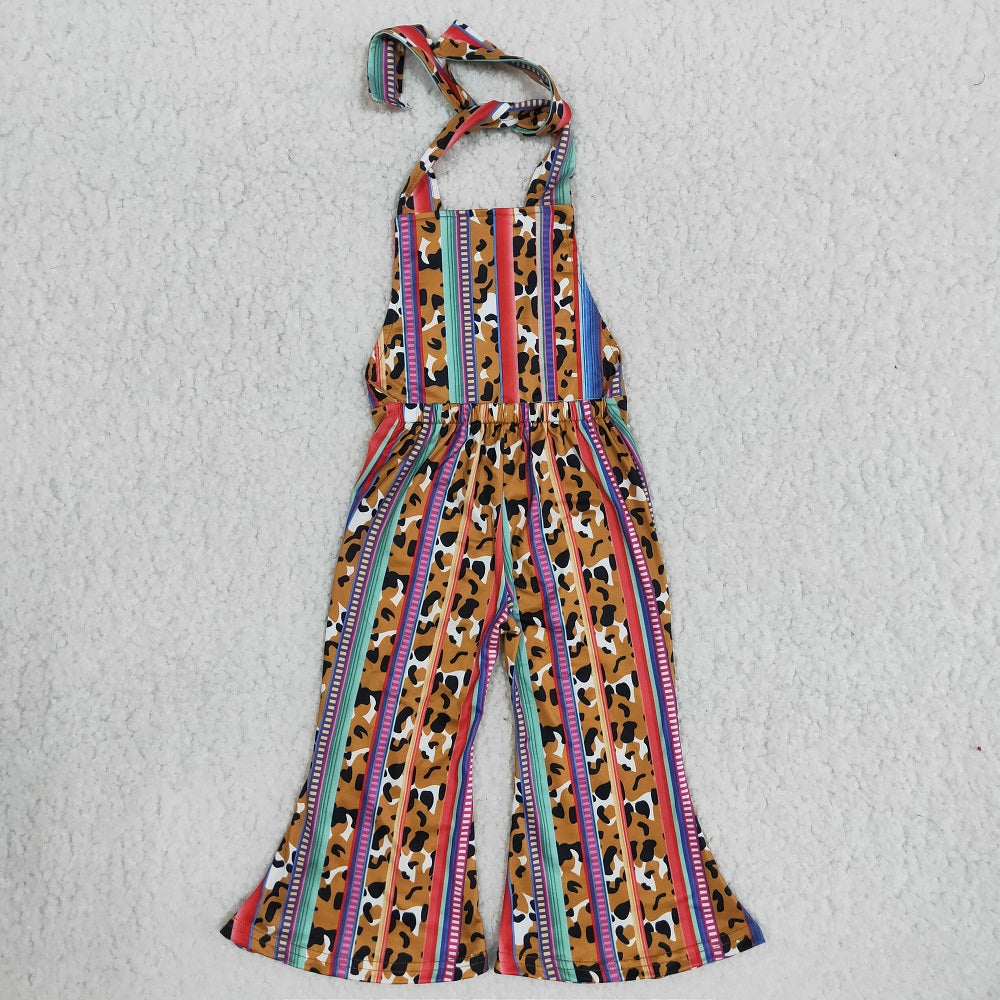 B6-24 Girls Leopard Striped Jumpsuit