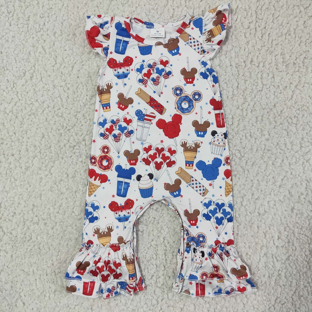 SR0047 Girls Patriotic Coffee Romper