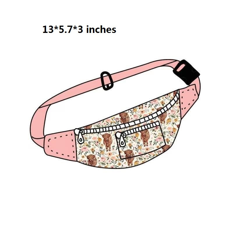 BA0006-M Floral Highland Cow Purse