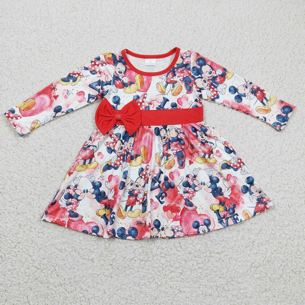 GLD0185 Valentine Girl Red Heart Love Long Sleeve Dress