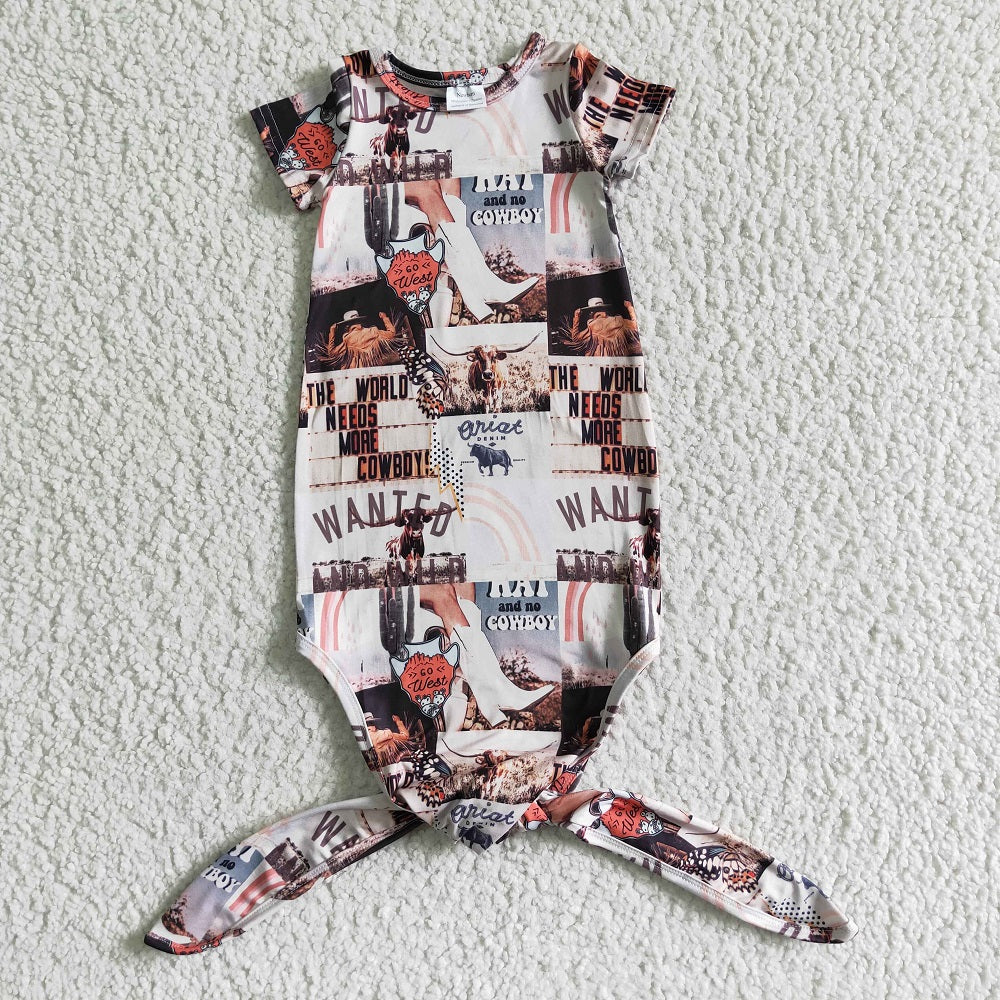 NB0009 Newborn Baby Western Cowboy Sleeper Gown