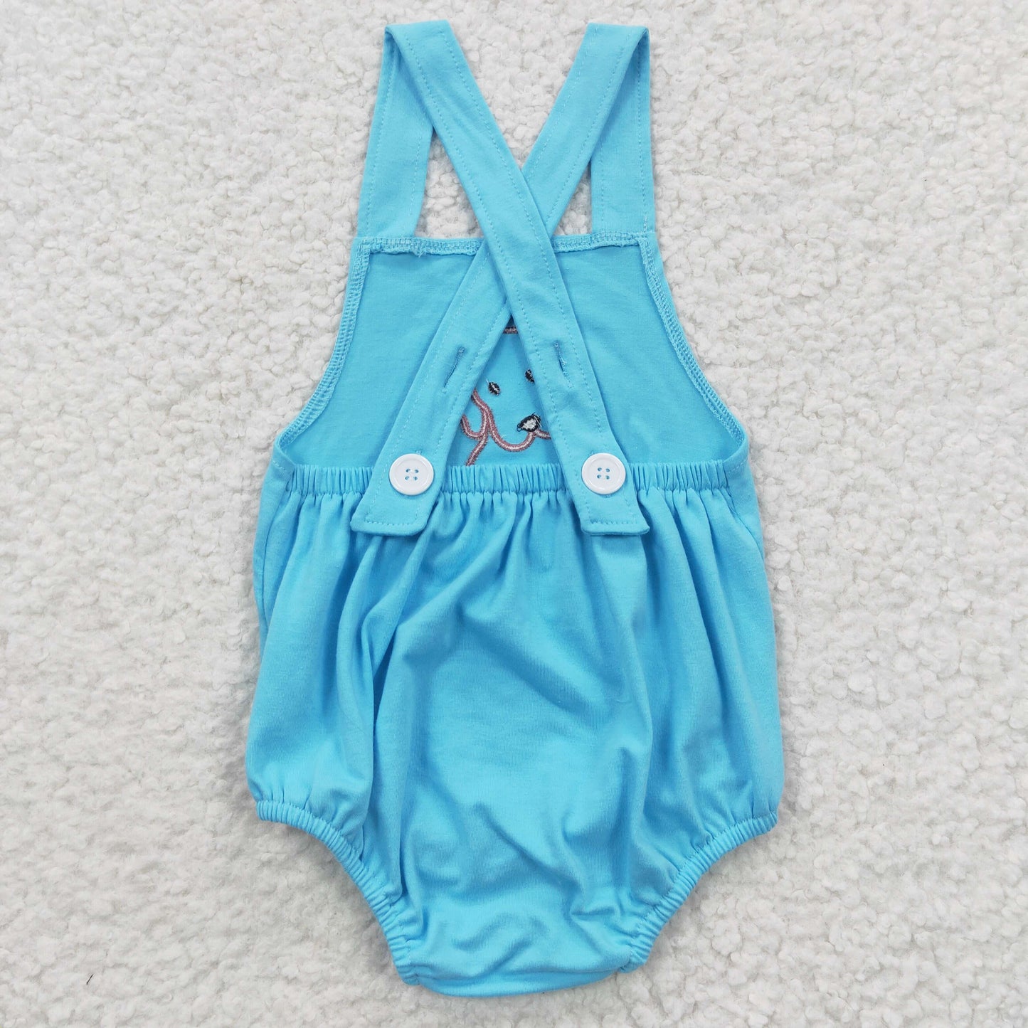 SR0311 Boys Embroidered Puppy Blue Vest Jumpsuit