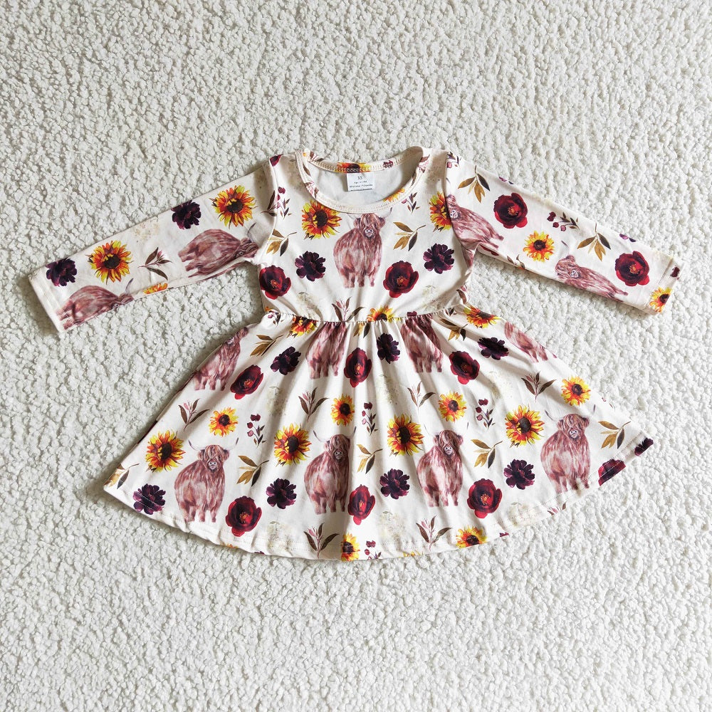 GLD0118 Girl Sunflower Cow Dress