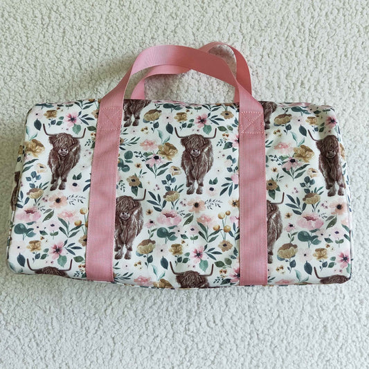 BA0008-M Floral Cow Luggage Travel Bag
