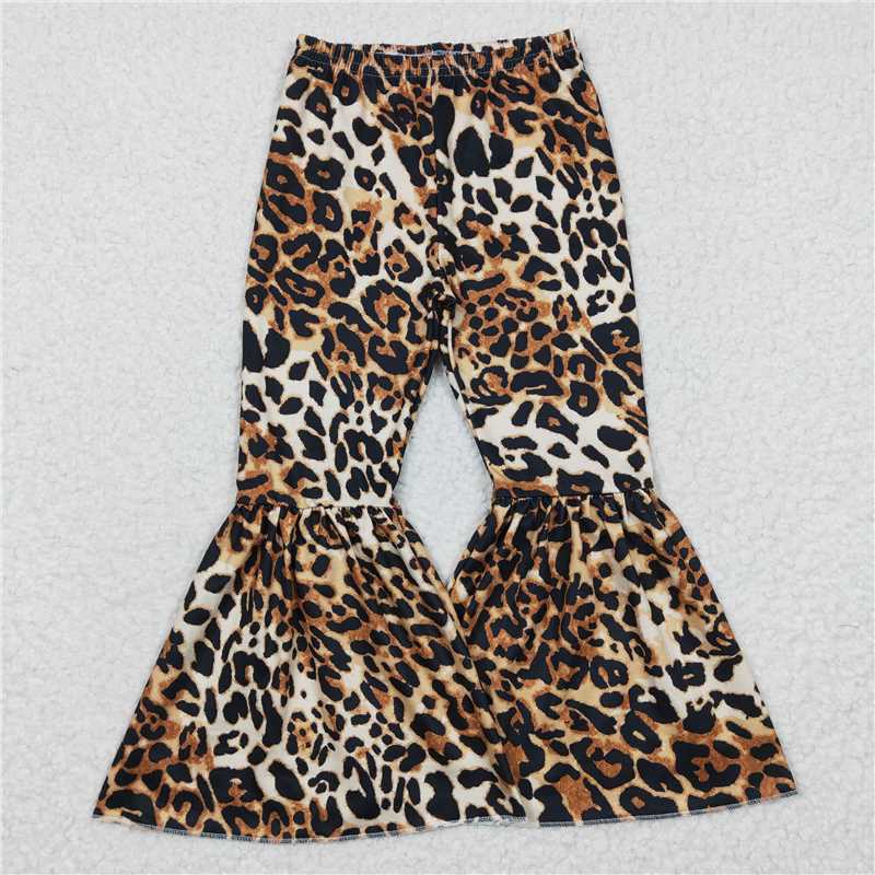 P0042 Leopard print milk silk pants for girls