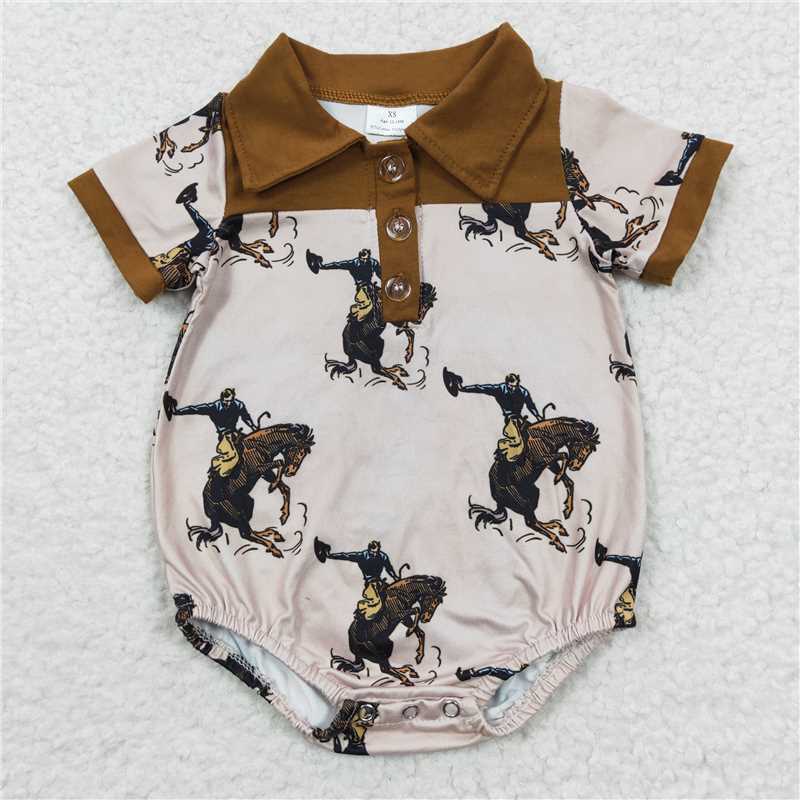 SR0222 Riding Brown Short Sleeved onesie