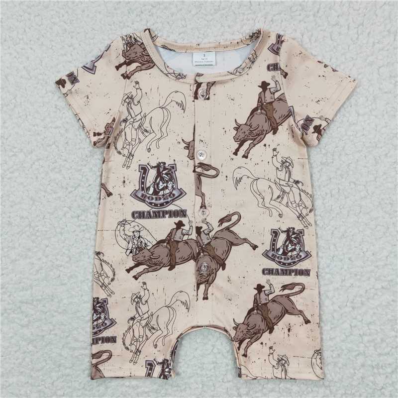 SR0278CHAMPION Riding Brown Short Sleeve Jumpsuit