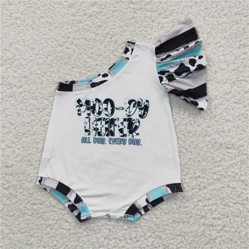 SR0320MOO-DY Cow print Single Sleeve onesie