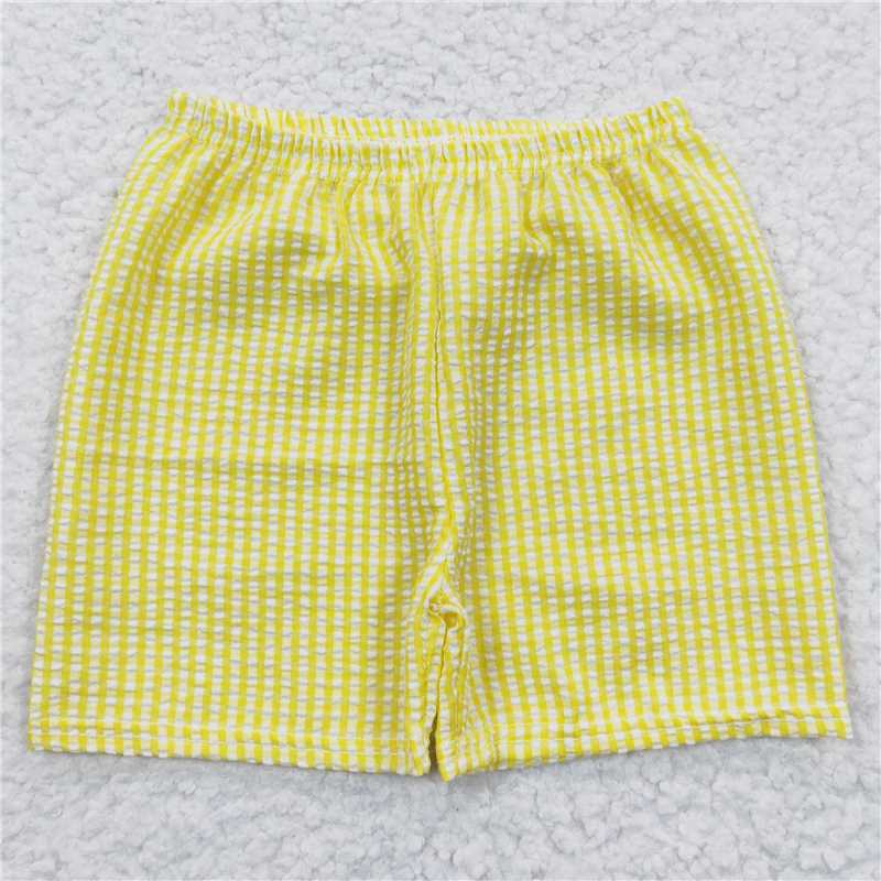 SS0077 Boys yellow plaid shorts