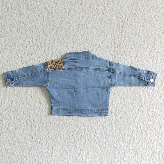 GT0002 Girls Leopard Denim Jackets