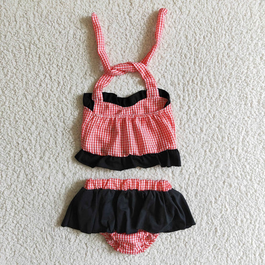 S0008 Girls Embroidered Cartoon Swimsuit