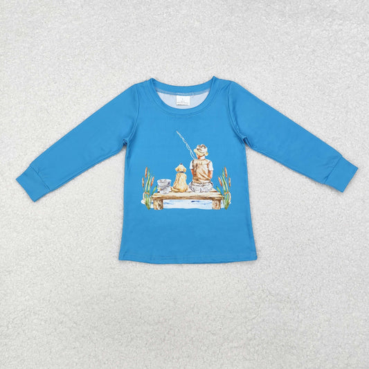 BT0895 Baby Boys Dog Fishing Long Sleeve Tops