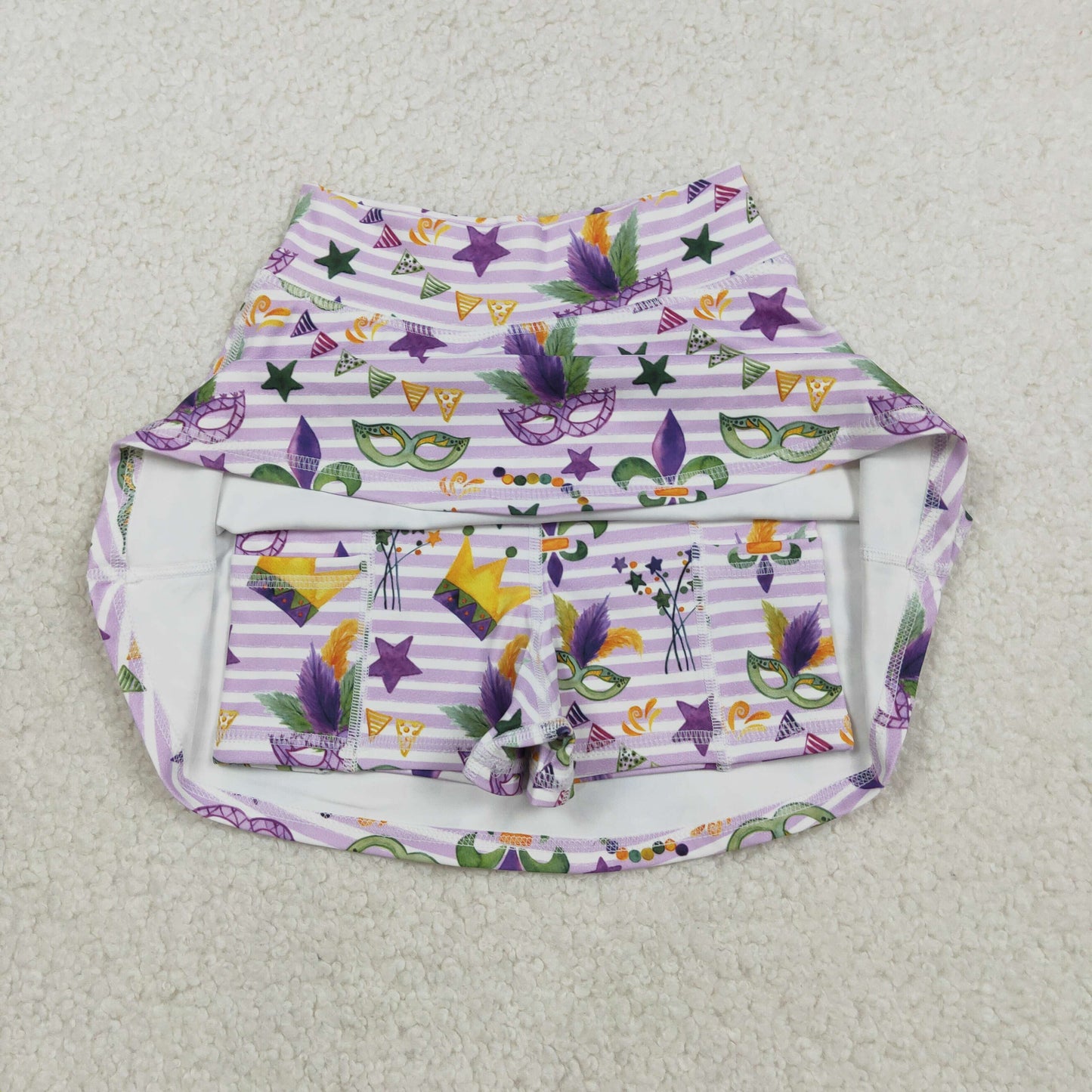 GLK0167 Baby Girls Mardigras Stripe Anchor Masks Yoga Active Skirt Shorts Bottom C11.25