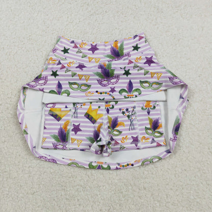 GLK0167 Baby Girls Mardigras Stripe Anchor Masks Yoga Active Skirt Shorts Bottom C11.25